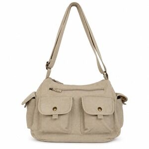 Vintage L.L.Bean Canvas Multi Pocket Crossbody Shoulder Bag Adjustable Strap